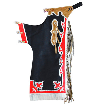 Hilason Handmade Genuine Leather Chaps Adult Handtooled Rodeo Bull Riding